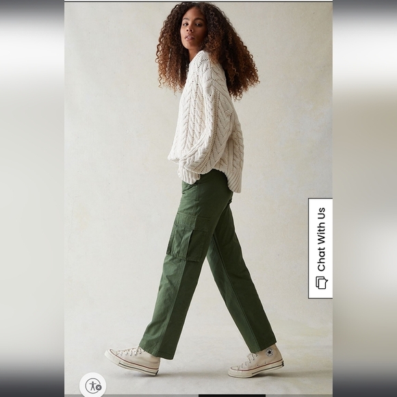 Pacsun Womens Green Cargo Utility Pants High Waisted Size 26 100% Cotton - Picture 3 of 10